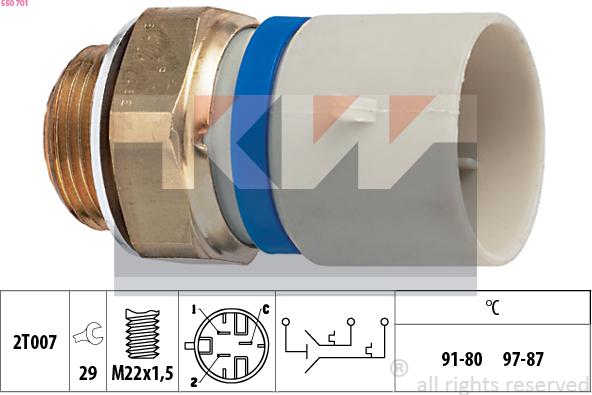 KW 550 701 - Термовимикач, вентилятор радіатора / кондиціонера autozip.com.ua