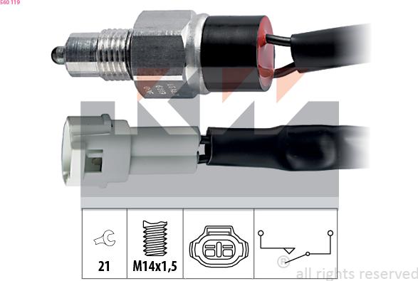 KW 560 119 - Датчик, контактний перемикач, фара заднього ходу autozip.com.ua