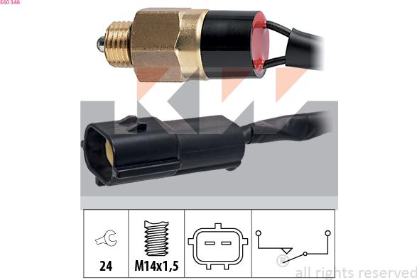KW 560 346 - Датчик, контактний перемикач, фара заднього ходу autozip.com.ua