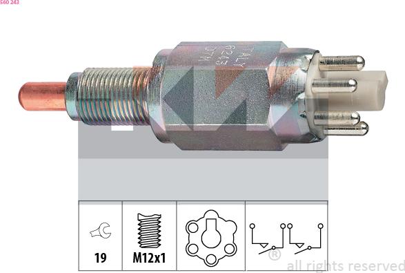 KW 560 243 - Датчик, контактний перемикач, фара заднього ходу autozip.com.ua