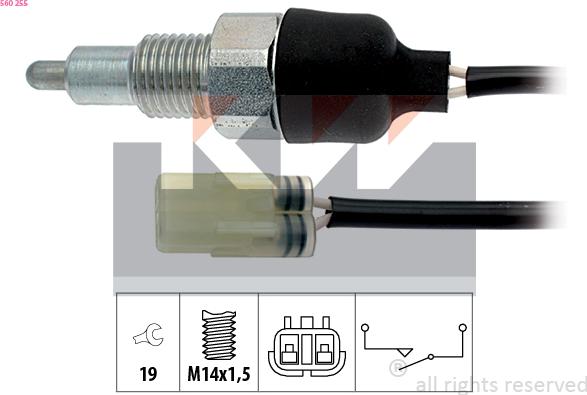 KW 560 255 - Датчик, контактний перемикач, фара заднього ходу autozip.com.ua