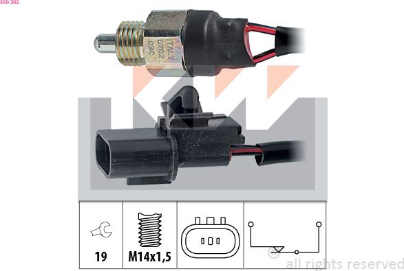 KW 560 202 - Датчик, контактний перемикач, фара заднього ходу autozip.com.ua