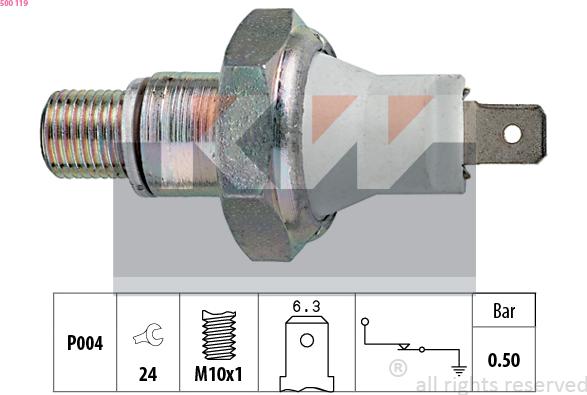 KW 500 119 - Датчик, тиск масла autozip.com.ua