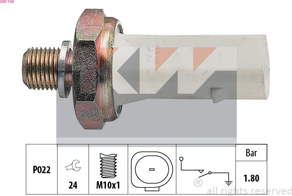 KW 500 136 - Датчик, тиск масла autozip.com.ua