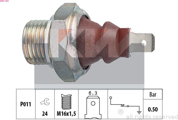 KW 500 124 - Датчик, тиск масла autozip.com.ua