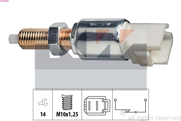 KW 510 062 - Вимикач ліхтаря сигналу гальмування autozip.com.ua