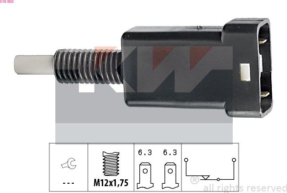 KW 510 003 - Вимикач ліхтаря сигналу гальмування autozip.com.ua