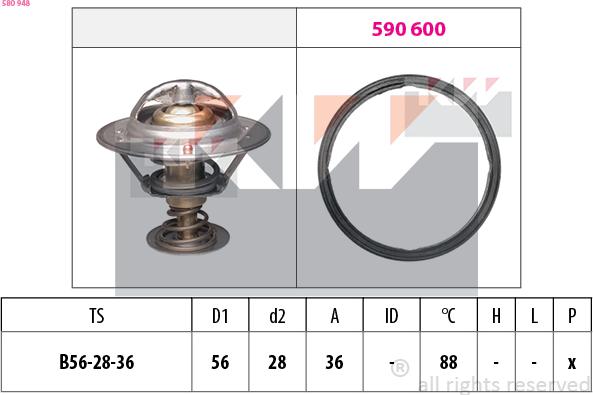 KW 580 948 - Термостат, охолоджуюча рідина autozip.com.ua