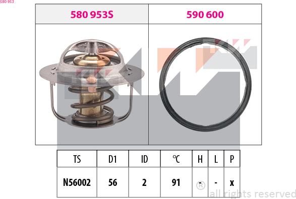 KW 580 953 - Термостат, охолоджуюча рідина autozip.com.ua