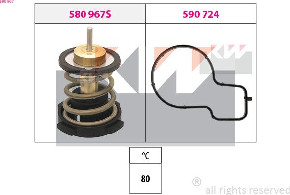 KW 580 967 - Термостат, охолоджуюча рідина autozip.com.ua