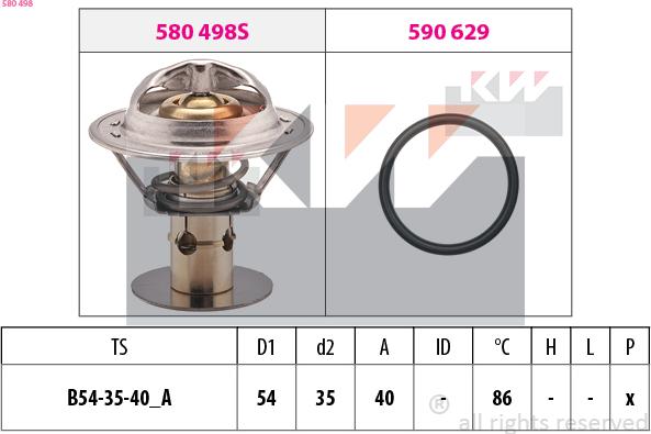 KW 580 498 - Термостат, охолоджуюча рідина autozip.com.ua