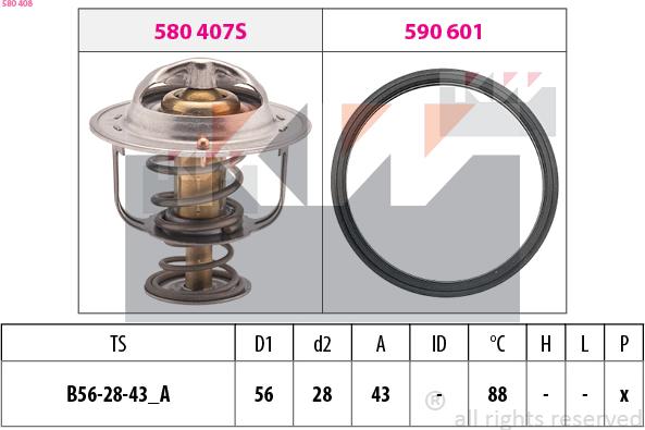 KW 580 408 - Термостат, охолоджуюча рідина autozip.com.ua