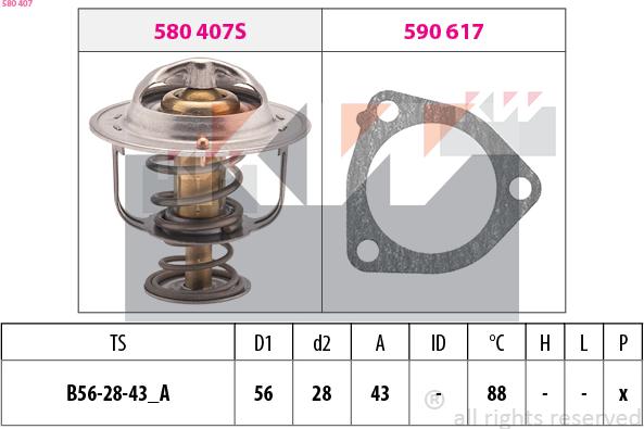 KW 580 407 - Термостат, охолоджуюча рідина autozip.com.ua