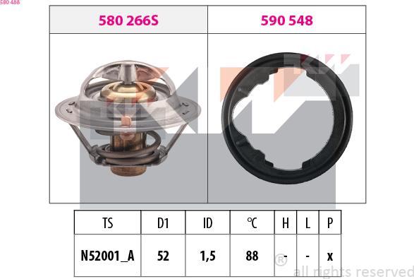 KW 580 488 - Термостат, охолоджуюча рідина autozip.com.ua