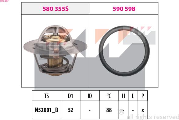 KW 580 487 - Термостат, охолоджуюча рідина autozip.com.ua