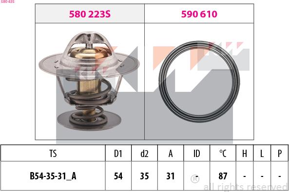 KW 580 435 - Термостат, охолоджуюча рідина autozip.com.ua