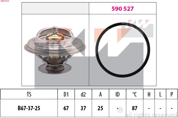 KW 580 552 - Термостат, охолоджуюча рідина autozip.com.ua