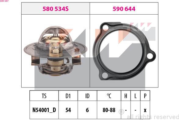 KW 580 587 - Термостат, охолоджуюча рідина autozip.com.ua