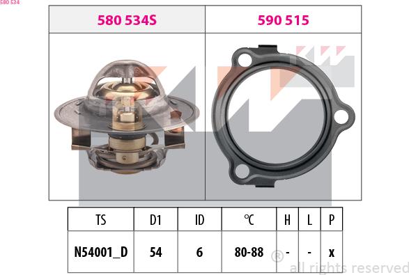 KW 580 534 - Термостат, охолоджуюча рідина autozip.com.ua