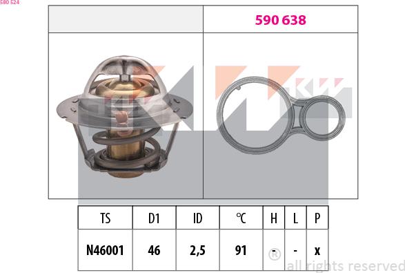 KW 580 524 - Термостат, охолоджуюча рідина autozip.com.ua