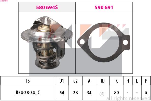 KW 580 694 - Термостат, охолоджуюча рідина autozip.com.ua