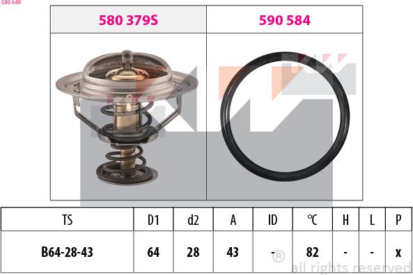 KW 580 649 - Термостат, охолоджуюча рідина autozip.com.ua