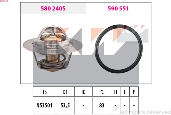 KW 580 654 - Термостат, охолоджуюча рідина autozip.com.ua