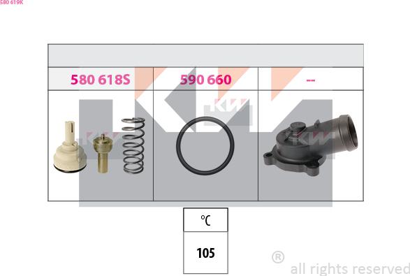 KW 580 619K - Термостат, охолоджуюча рідина autozip.com.ua