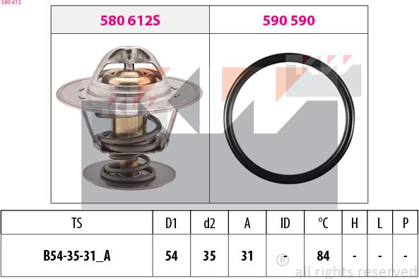 KW 580 612 - Термостат, охолоджуюча рідина autozip.com.ua