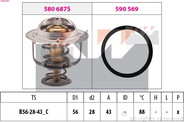 KW 580 687 - Термостат, охолоджуюча рідина autozip.com.ua