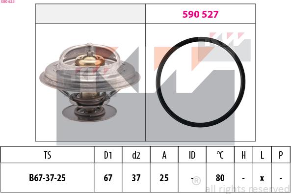 KW 580 623 - Термостат, охолоджуюча рідина autozip.com.ua