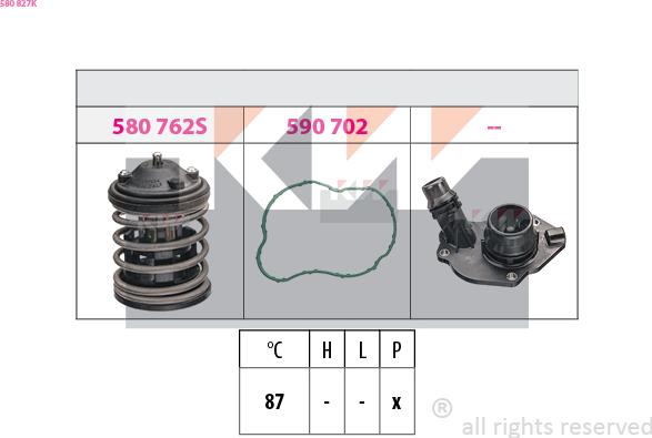 KW 580 827K - Термостат, охолоджуюча рідина autozip.com.ua