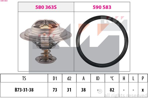 KW 580 363 - Термостат, охолоджуюча рідина autozip.com.ua