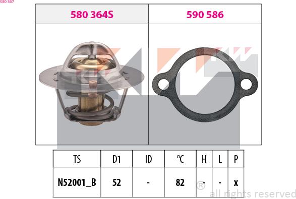 KW 580 367 - Термостат, охолоджуюча рідина autozip.com.ua