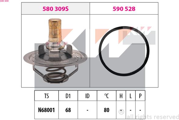 KW 580 309 - Термостат, охолоджуюча рідина autozip.com.ua