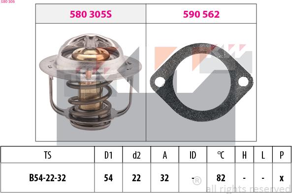 KW 580 306 - Термостат, охолоджуюча рідина autozip.com.ua