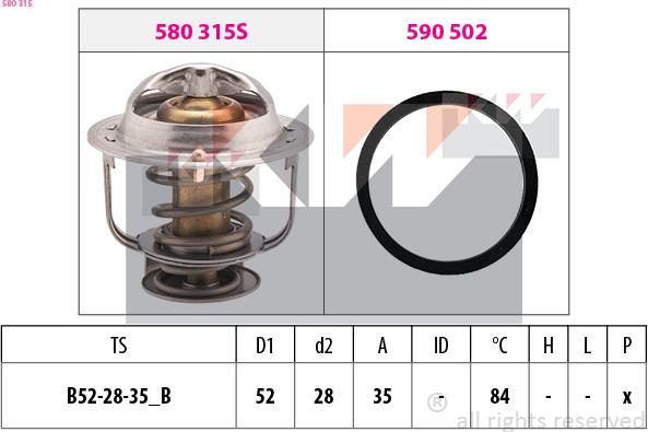 KW 580 315 - Термостат, охолоджуюча рідина autozip.com.ua