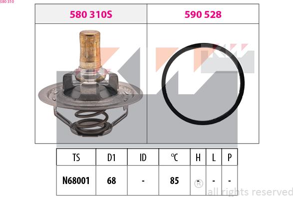 KW 580 310 - Термостат, охолоджуюча рідина autozip.com.ua