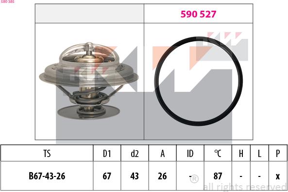 KW 580 385 - Термостат, охолоджуюча рідина autozip.com.ua