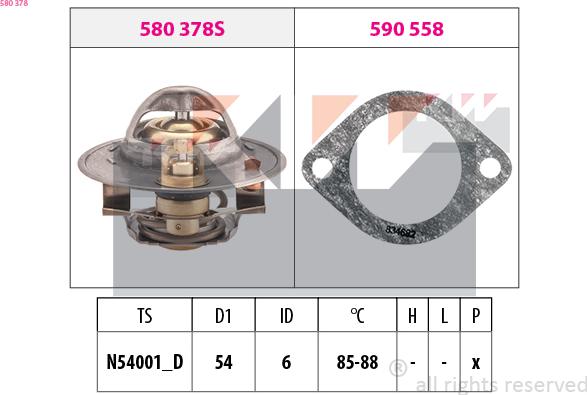 KW 580 378 - Термостат, охолоджуюча рідина autozip.com.ua