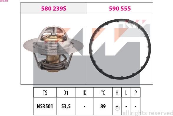 KW 580 291 - Термостат, охолоджуюча рідина autozip.com.ua