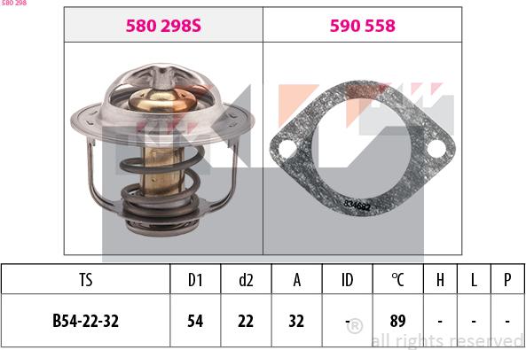 KW 580 298 - Термостат, охолоджуюча рідина autozip.com.ua