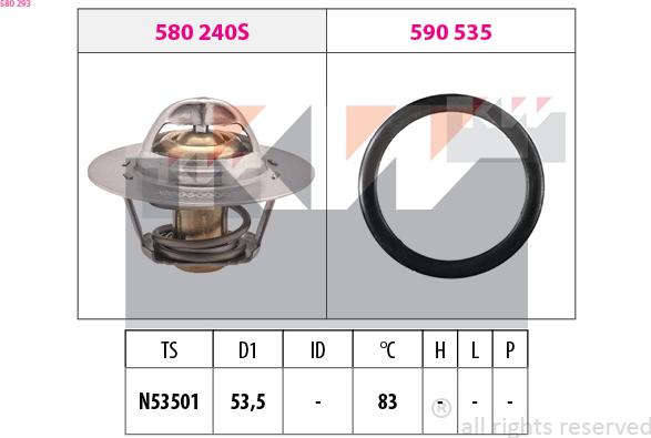 KW 580 293 - Термостат, охолоджуюча рідина autozip.com.ua