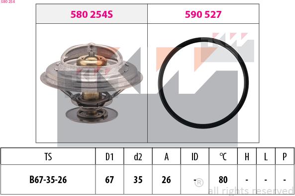 KW 580 254 - Термостат, охолоджуюча рідина autozip.com.ua