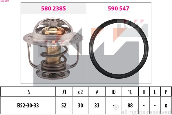 KW 580 269 - Термостат, охолоджуюча рідина autozip.com.ua