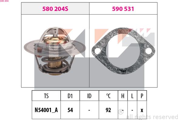 KW 580 204 - Термостат, охолоджуюча рідина autozip.com.ua