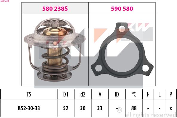 KW 580 238 - Термостат, охолоджуюча рідина autozip.com.ua