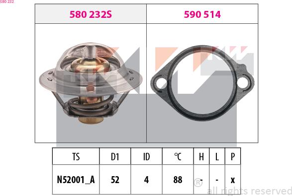 KW 580 232 - Термостат, охолоджуюча рідина autozip.com.ua