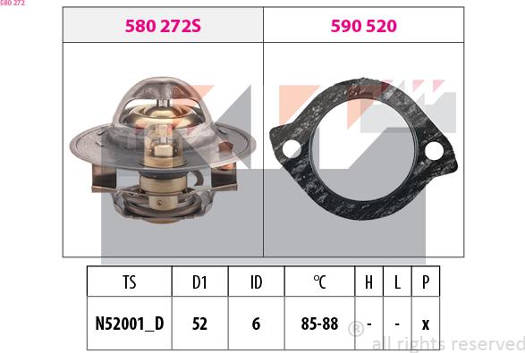 KW 580 272 - Термостат, охолоджуюча рідина autozip.com.ua