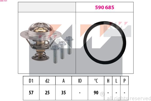 KW 580 731 - Термостат, охолоджуюча рідина autozip.com.ua